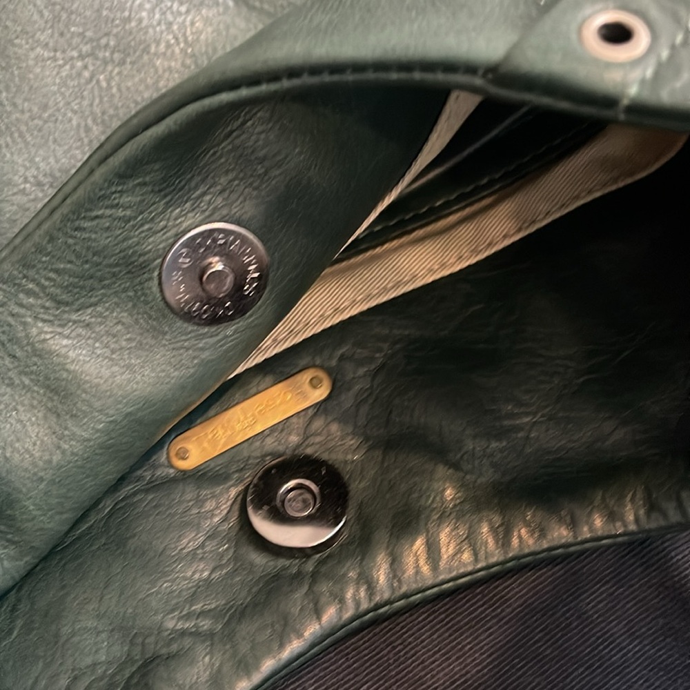 Horse and Nail handbag green silver and brown leather hobo style - Picture 14 of 15